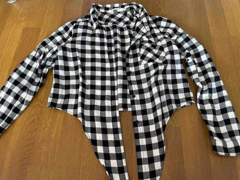 Koszula ukrócona w kratkę r 152 cm letnia  dziewczęca H&M
