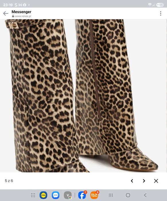 Buty wysokie w panterkę, z wywiniętą cholewką rozm 39