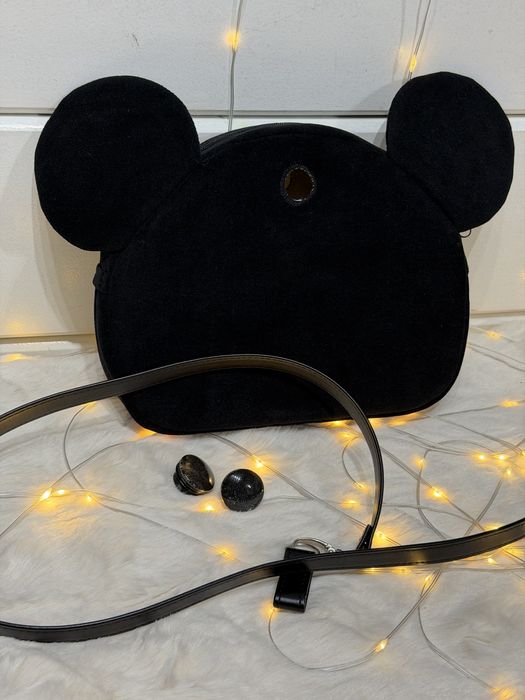 Myszka Miki organizer welur do Obag moon light pasek guziki