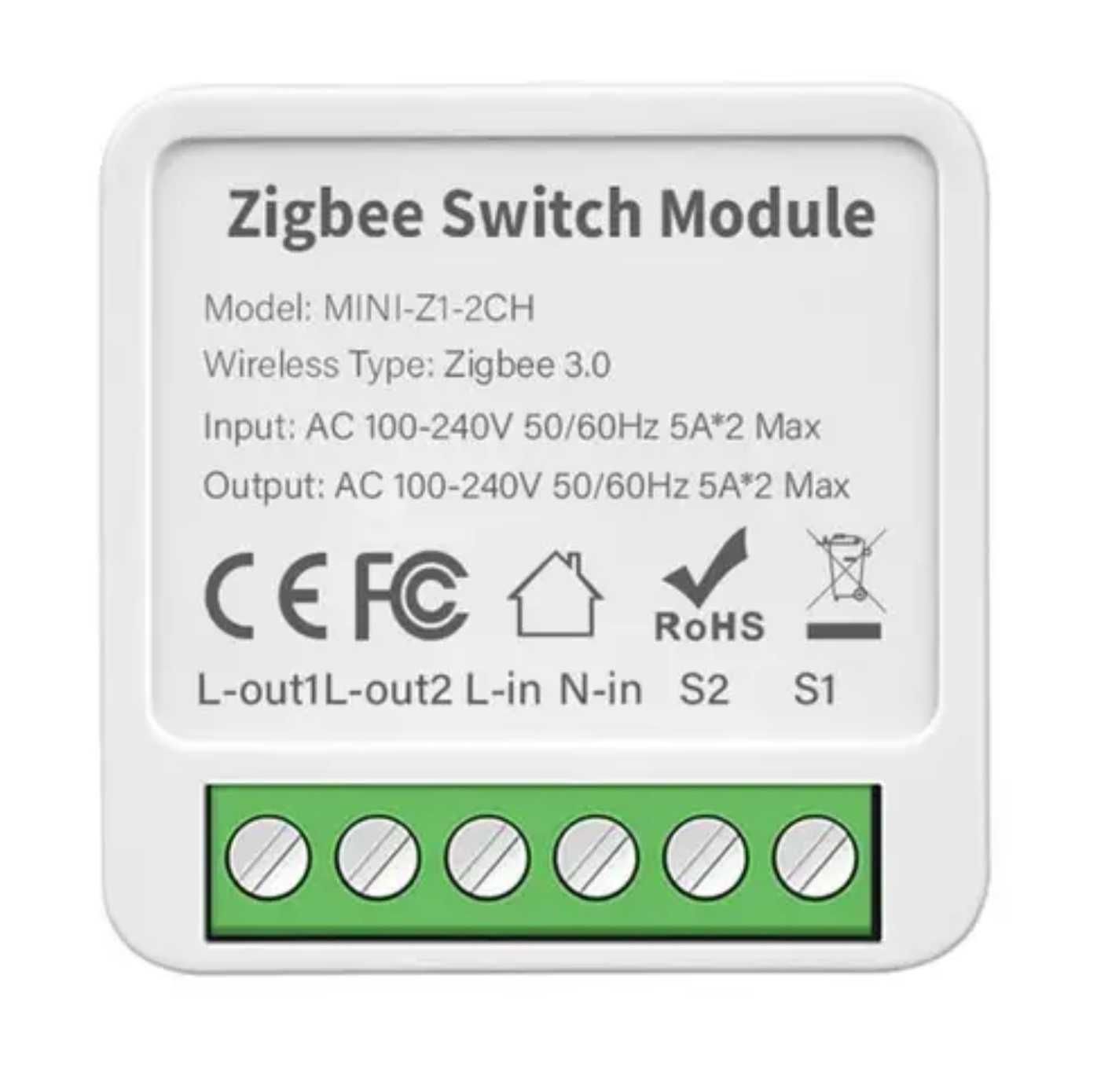 Реле 2К Zigbee Tuya для розумного будинку Smart Switch 2Ch Двохканальн