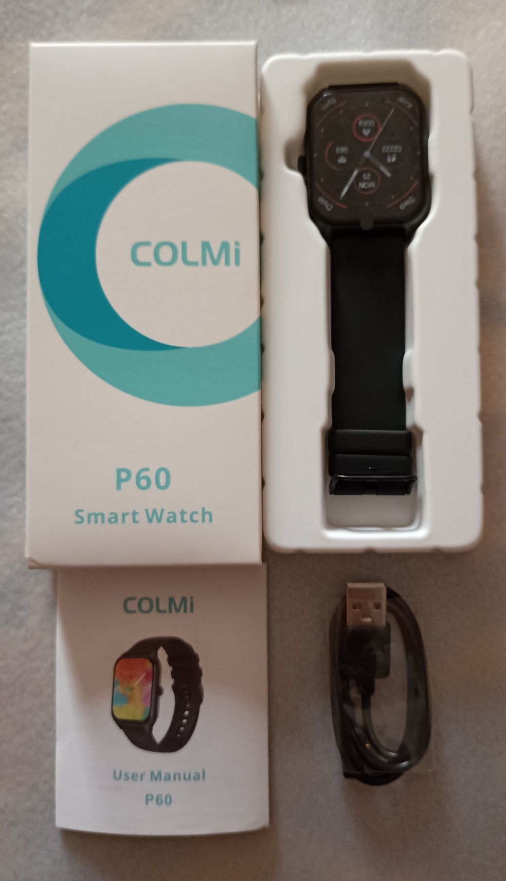 Супер смарт-часы Colmi - P60 (1.96" IPS-экран, без рамок) + 2 Ремешка