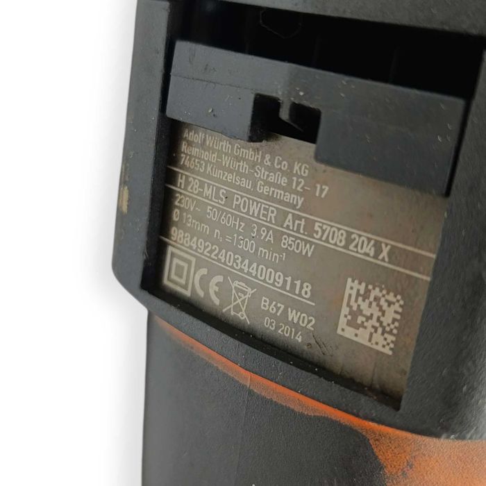 Würth Młotowiertarka H28 MLS POWER SDS-plus 850W, 3.2J, 230V/AC