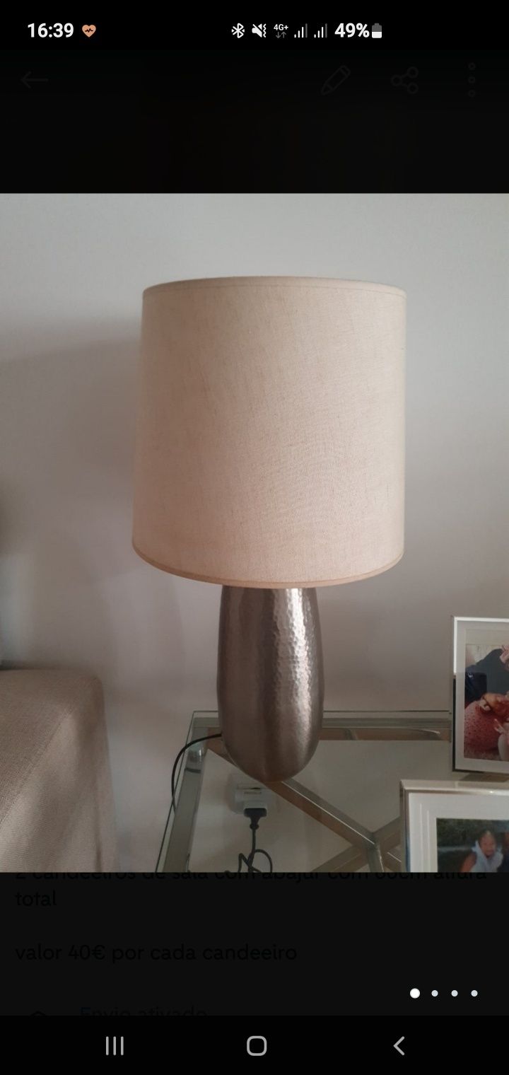 Candeeiros 60cm c/ abajur beje