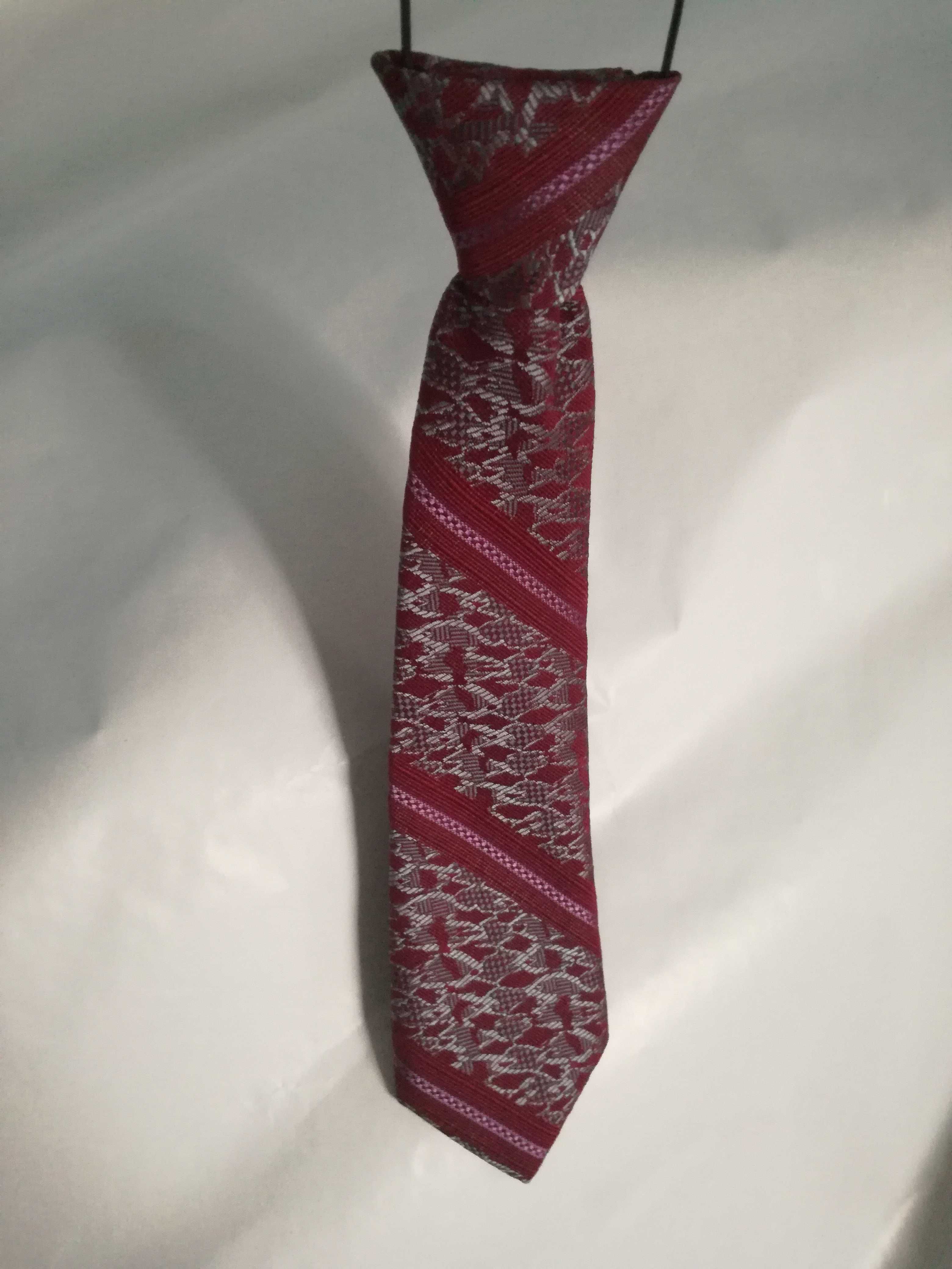 Krawat dla chłopca nowy 5 cm szerokość, 23 cm długości kolor bordo