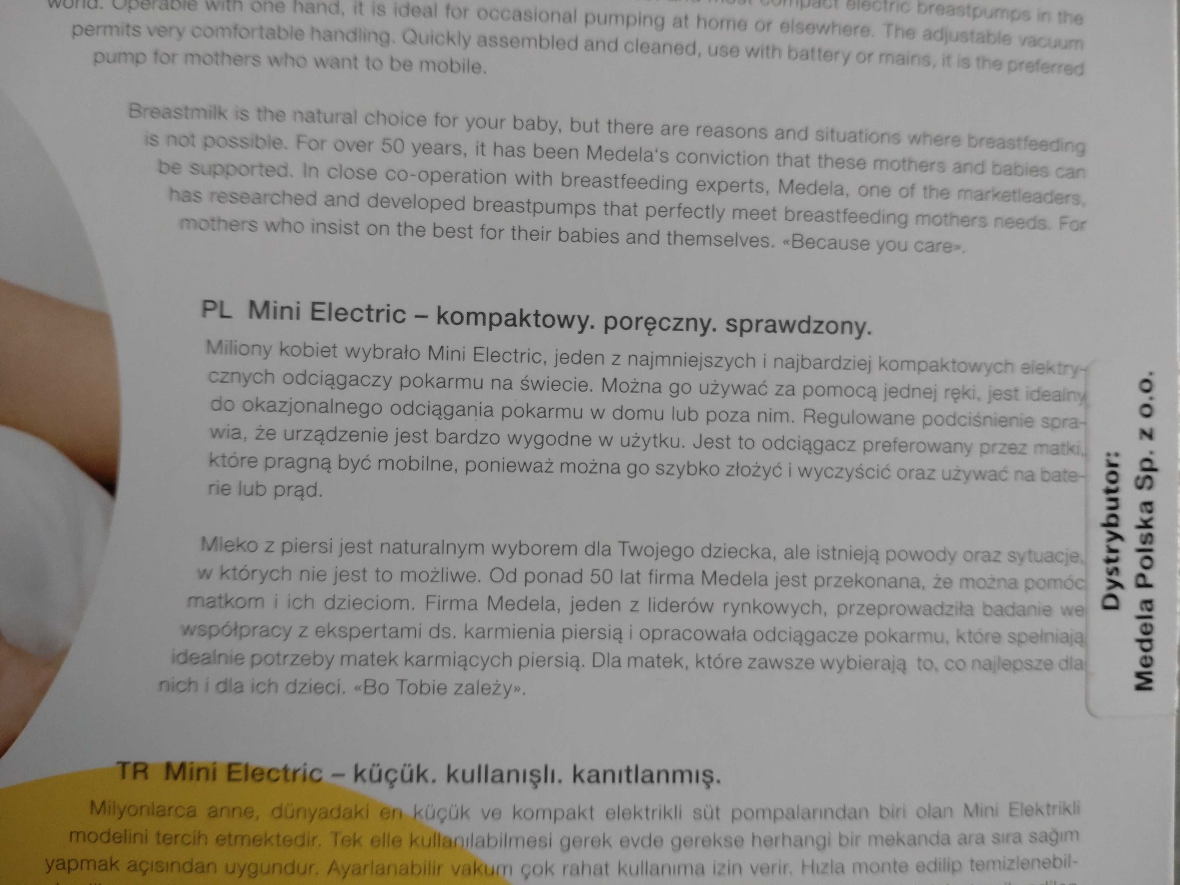 Laktator elektryczny Medela Mini Electric + butelki