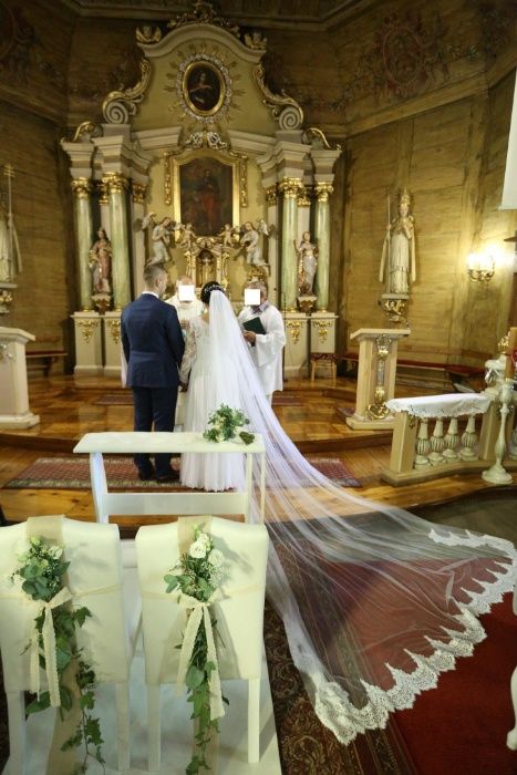 Suknia ślubna (czysta biel) 38/40 +welon