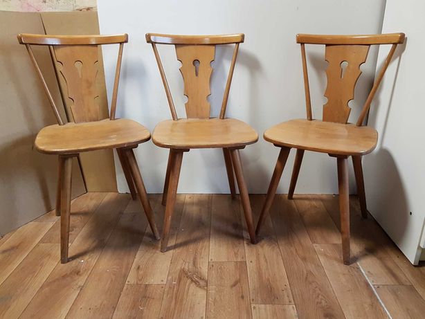 3 Krzesła sygnowane  Bombenstabil zydle stylowe drewniane