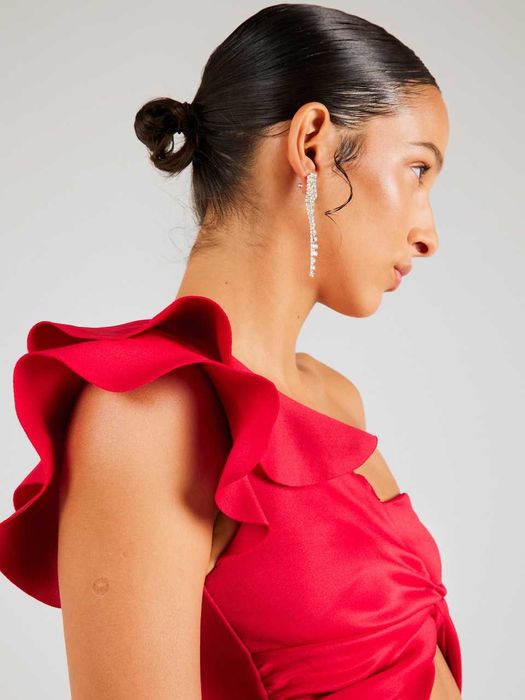 Червона весільна сукня міді рибка на одне плече з воланами LIPSY 38 рр