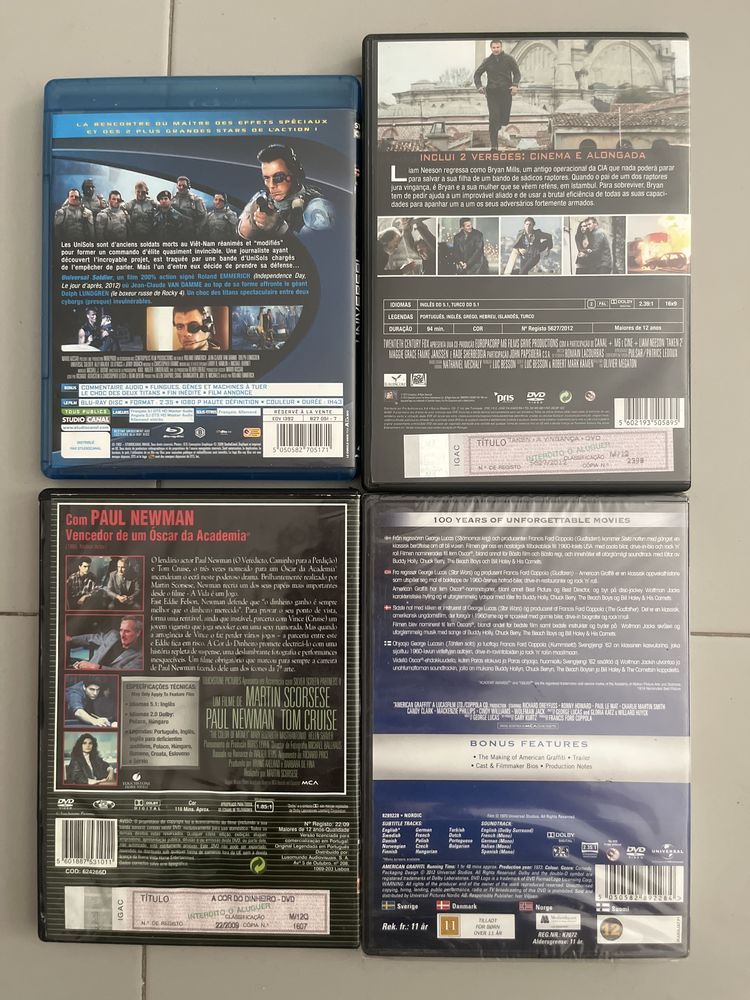 3 filmes em dvd: taken 2; a cor do dinheiro; American graffiti