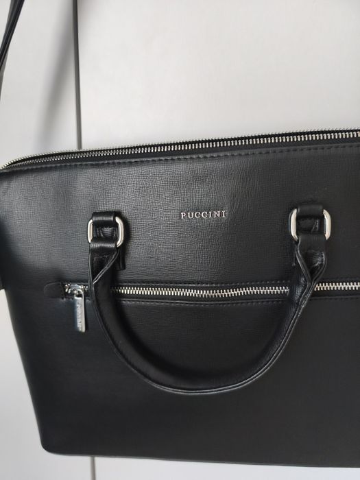 Czarna aktówka torba na laptopa nowa Puccini