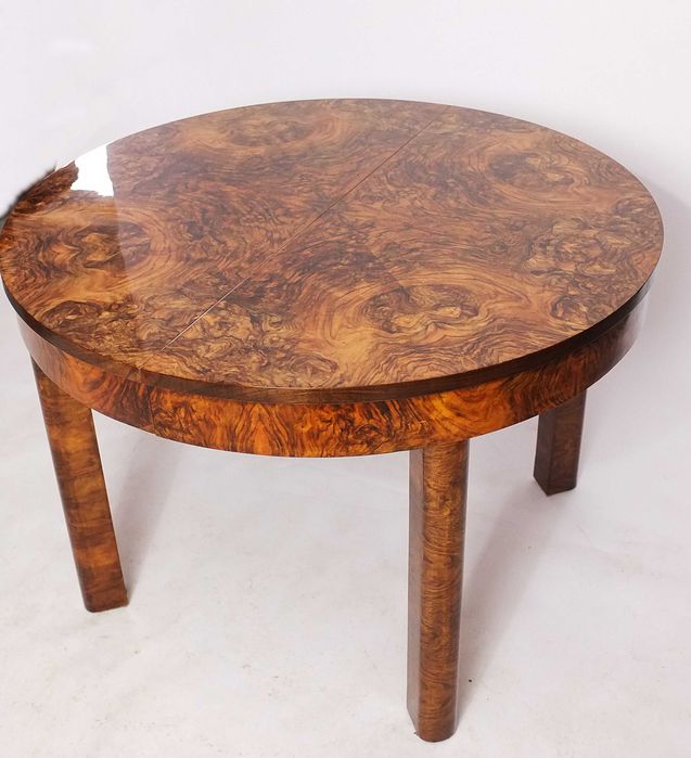 Piękny stół Art deco, polski Thonet, lata 30ste, korzeń orzecha, retro