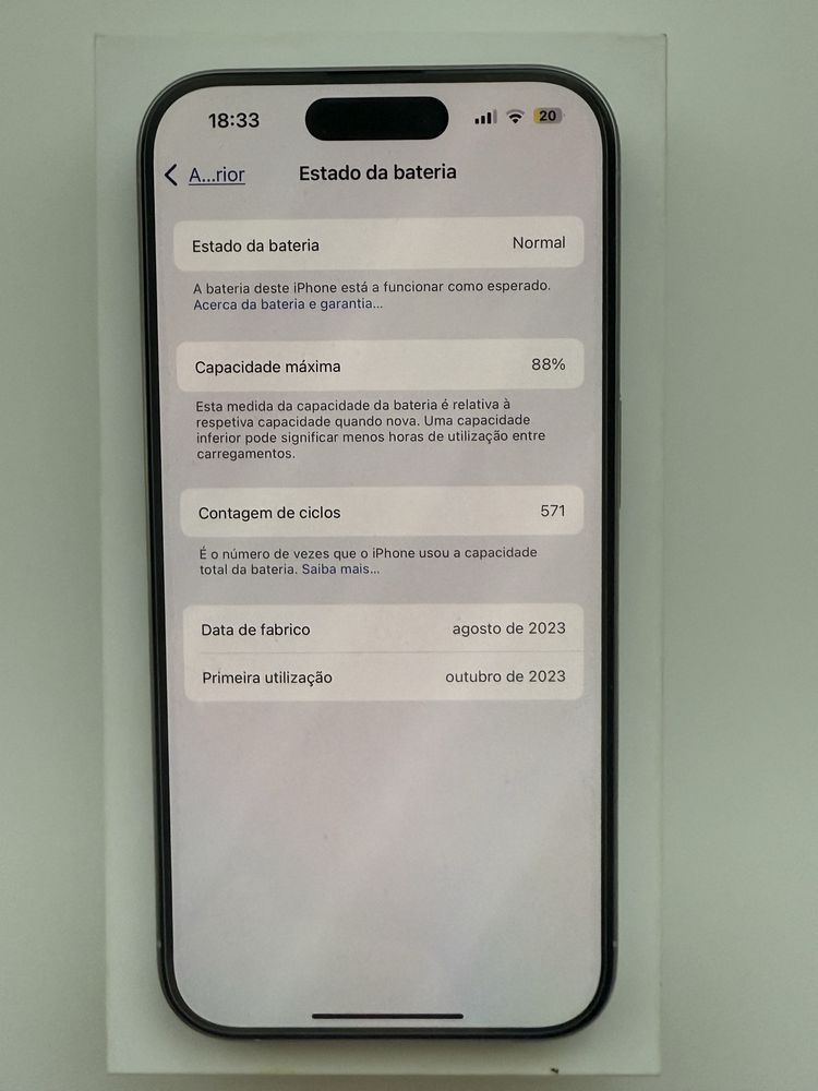Iphone 15 pro branco 128GB - Único dono, c/fatura