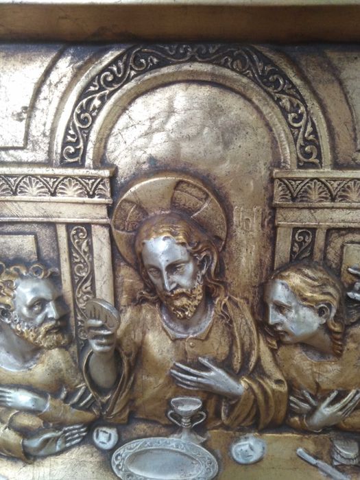 Quadro Alto-Relevo a "Última Cena de Jesus Com Os Apóstolos"