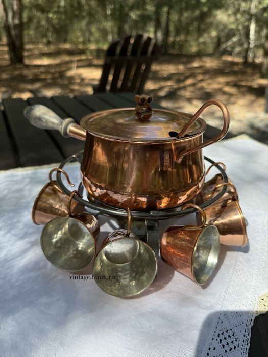 Набір для глінтвейну, гльогу мідний вінтажний