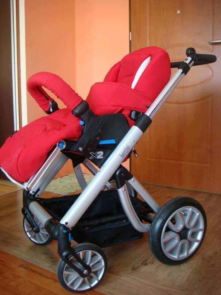 Wózek spacerówka/gondola/nosidełko BERTINI X2 czerwono zielony