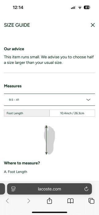 Кросівки Lacoste оригінал US 9.5