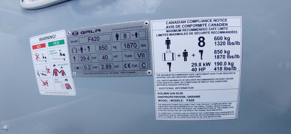 Ponton Gala F420+Silnik Tohatsu 15Hp+przyczepa Brenderup+dodatki