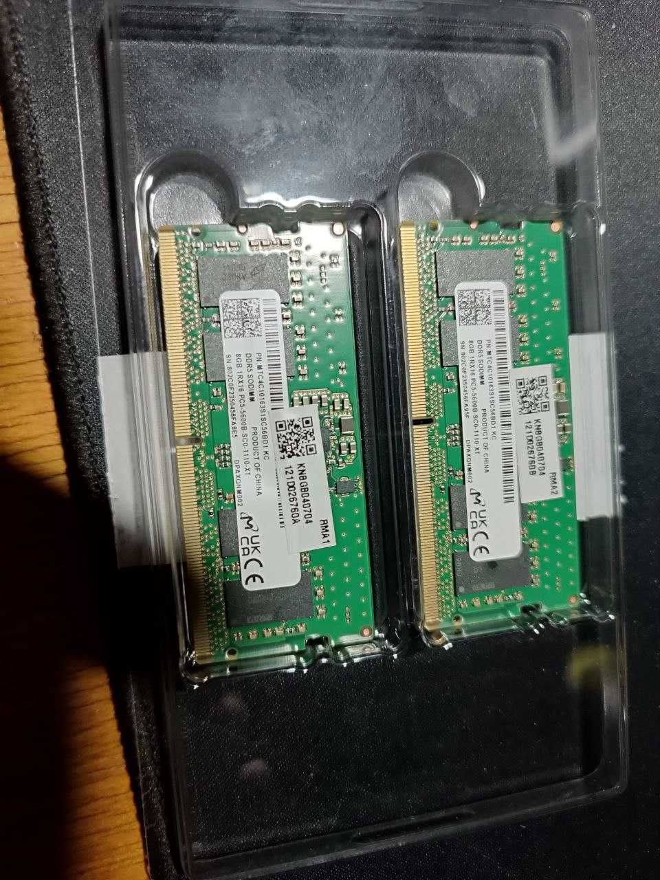 Micron 16 ГБ DDR5 PC5-5600B SODIMM память для ноутбука 2 по 8  ГБ