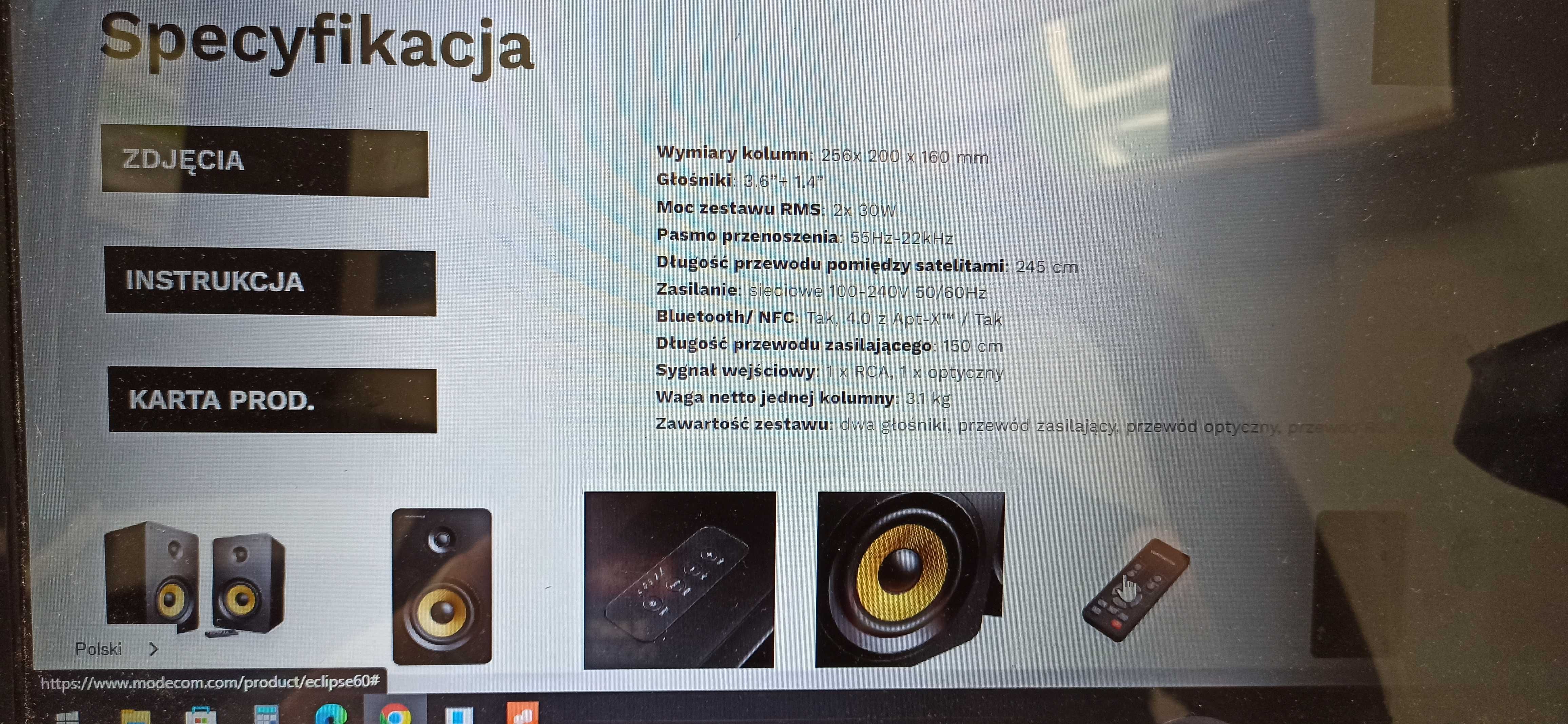 Głośniki Modecome Eclipse 60 watt, mocne kolumny, bluetooth,bass