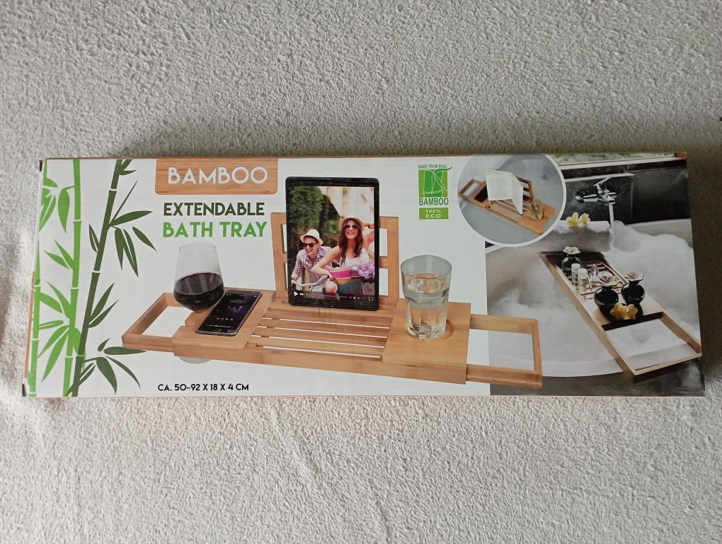 Bambusowa półka łazienkowa na wannę - Nowa, w Oryginalnym Pudełku!