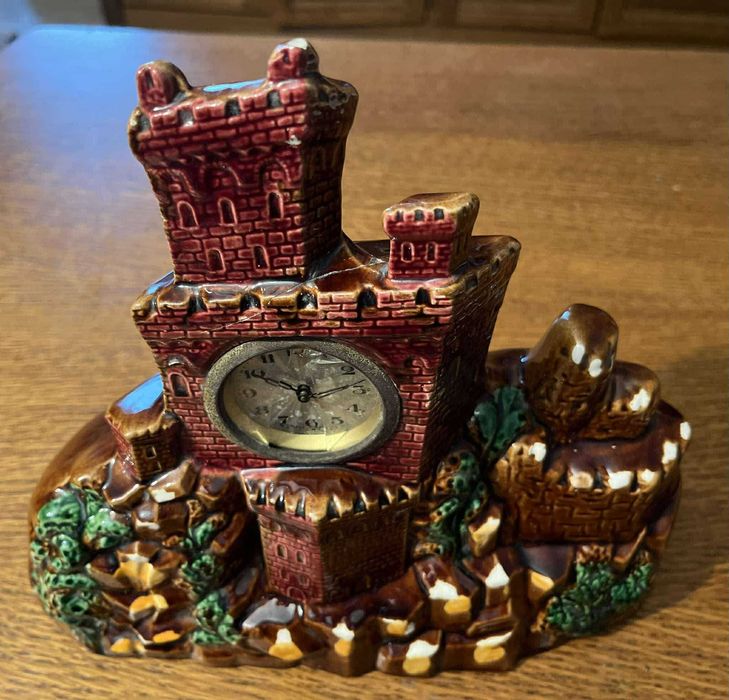 Zegar Scheurich & Greulich II połowa XXw Porcelana Kominkowy