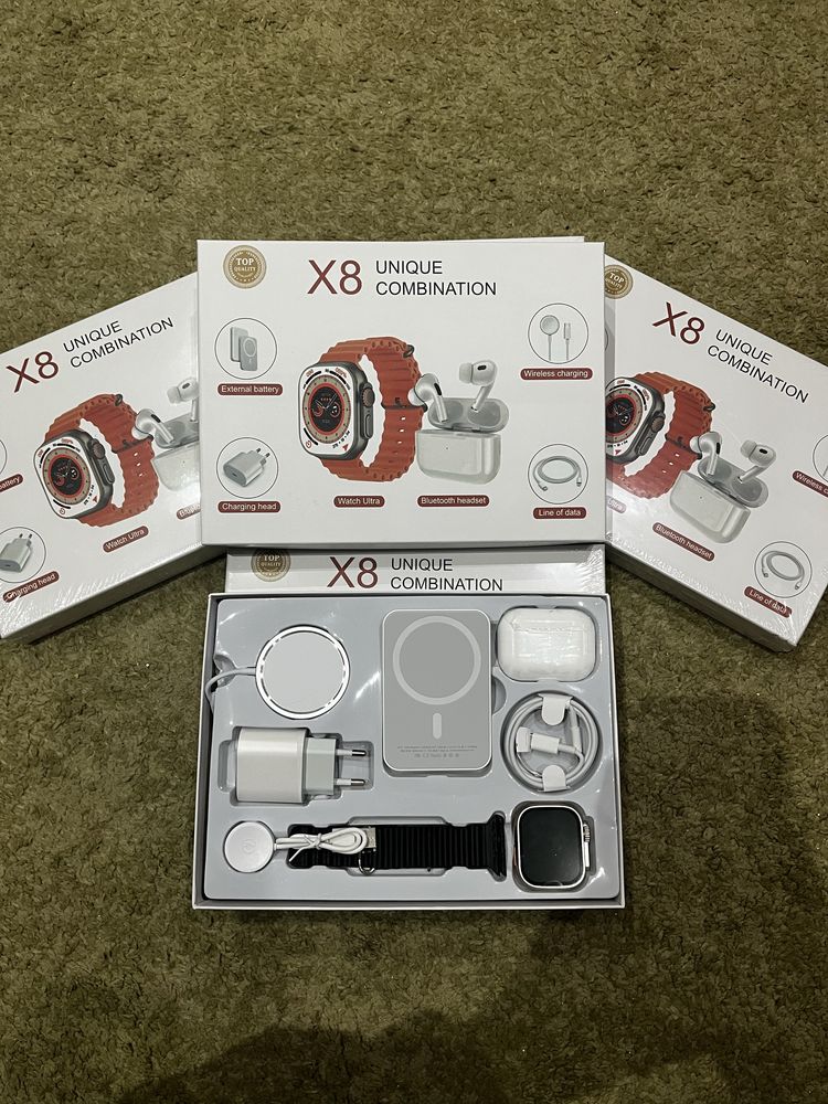 Acessorios iPhone Kit 6 em 1 - Smartwatch Ultra/ Inpods/ PowerBank Mag