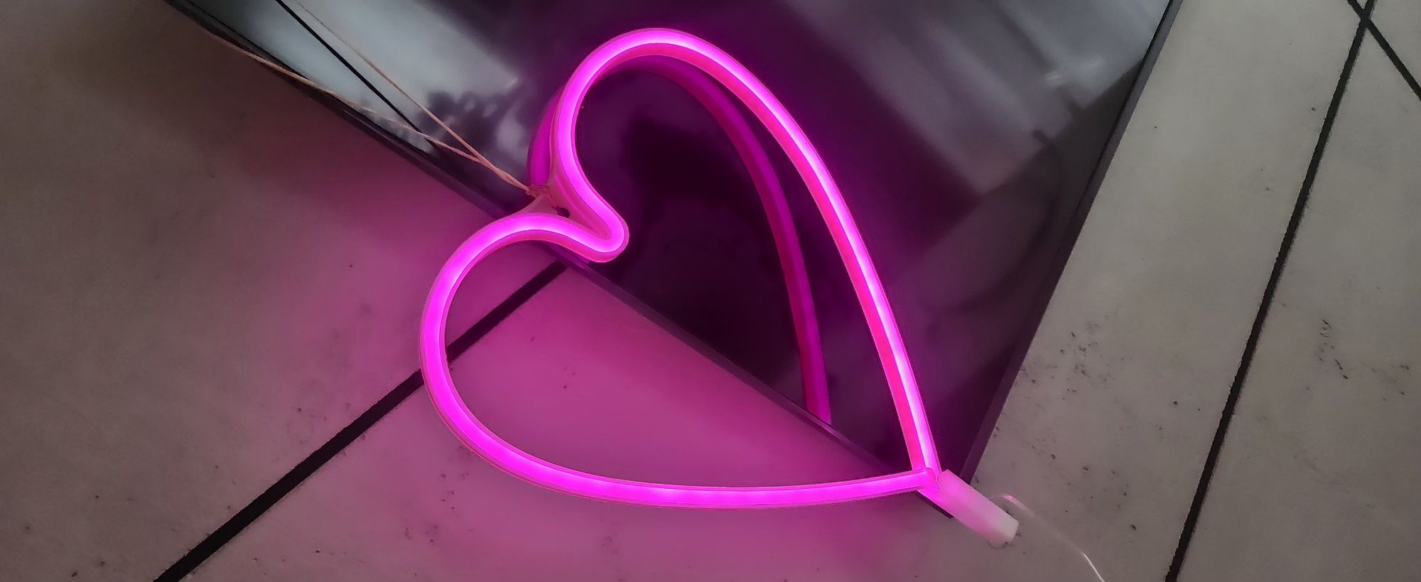 Neon serce, różowy na usb oraz baterie, serduszko lampa