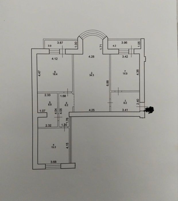 Продаж 3к квартири 109 м² під ремонт - Зданий будинку в центрі міста