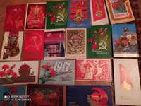 открытки СССР к праздникам 1 и 9 мая 7 ноября 8 марта Новый год, цветы