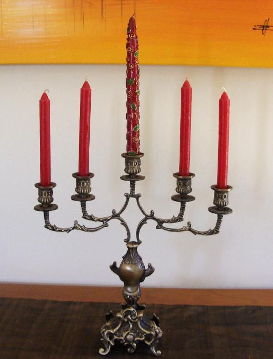 castiçal Menorá de sete velas em metal