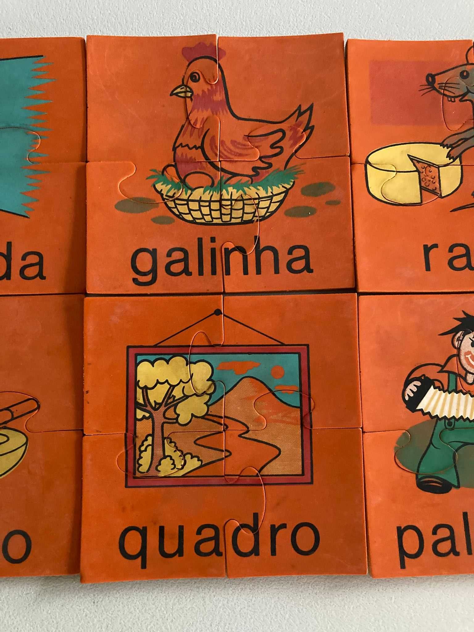 Conjunto de 7 Puzzles Infantis Antigos (4 peças cada)