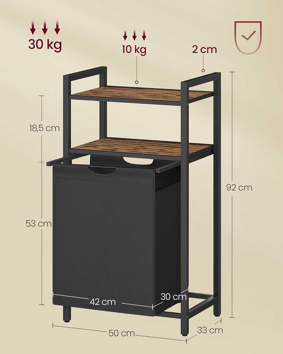 kosz na pranie z 2 półkami 65l