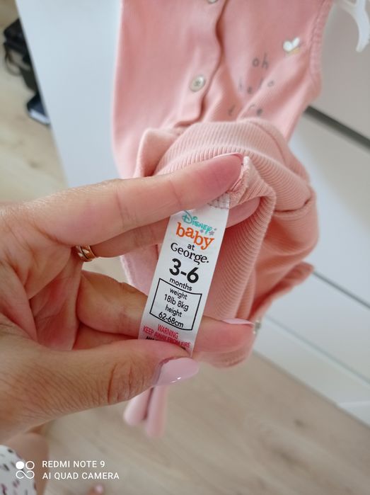 Rampers prążkowany morelowy/pudrowy róż 62-68 George