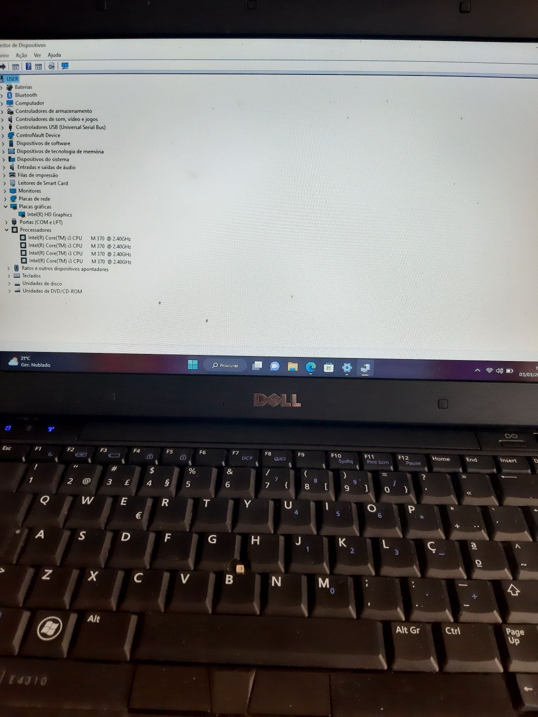 Portátil Dell E4310 i3 2,4Ghz 4 a 8 Ghz RAM