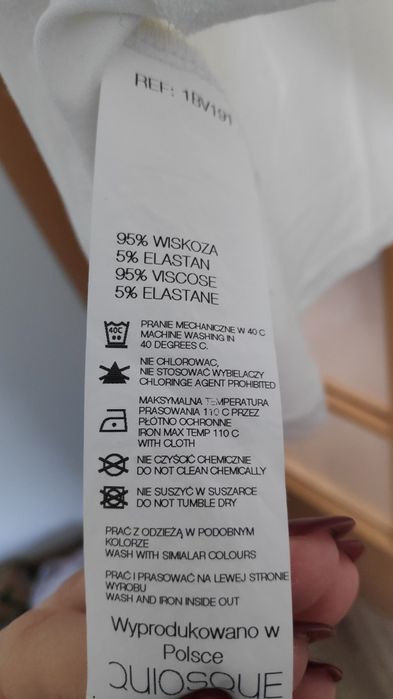 Biała bluzka rękaw 3/4, nowa bez metki