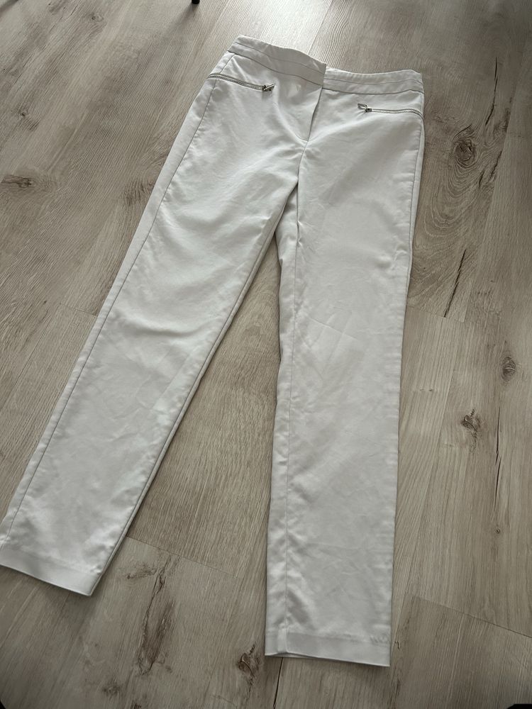 Spodnie eleganckie biale S 36 F&F