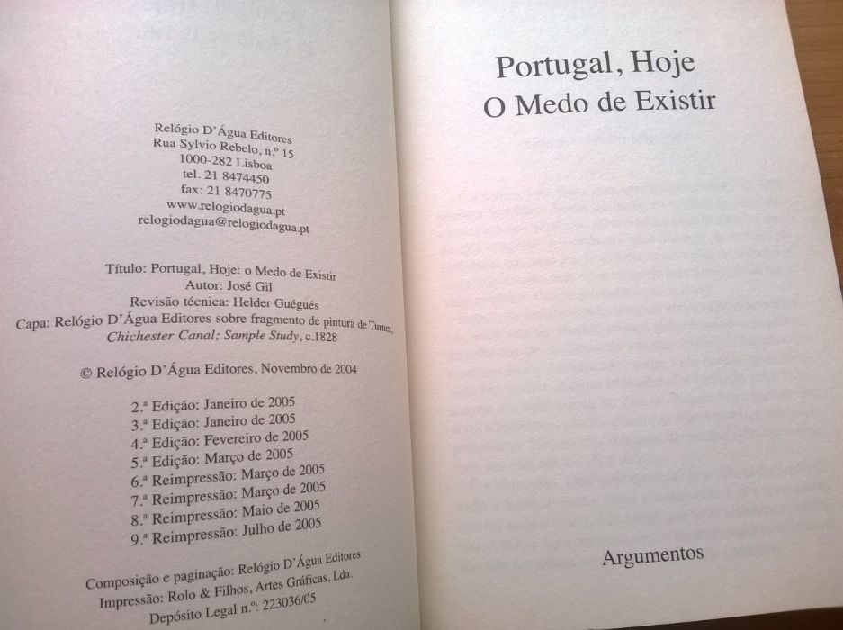 Portugal, Hoje O Medo de Existir - José Gil