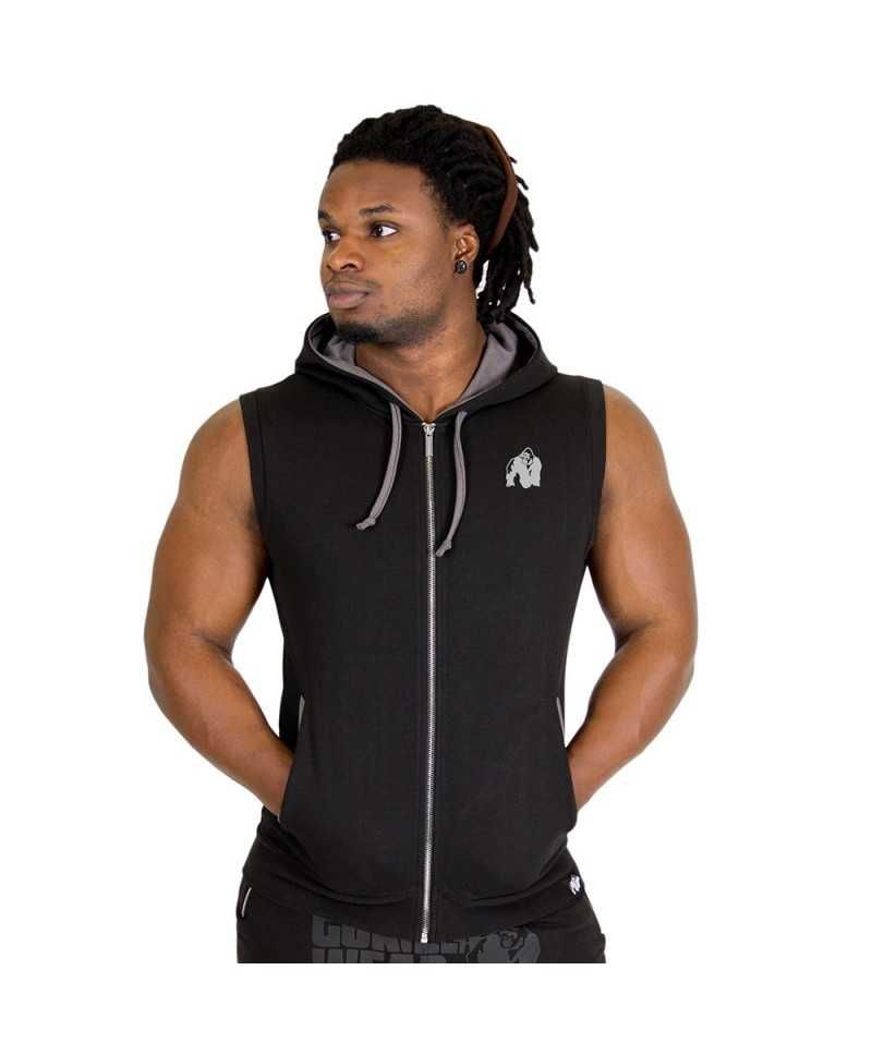 Gorilla Wear Springfield S/L Zipped Hoodie - Czarny Bezrękawnik M XL