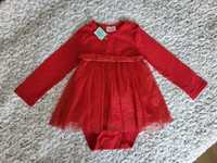 Czerwona sukienka z tiulem, rozmiar 92