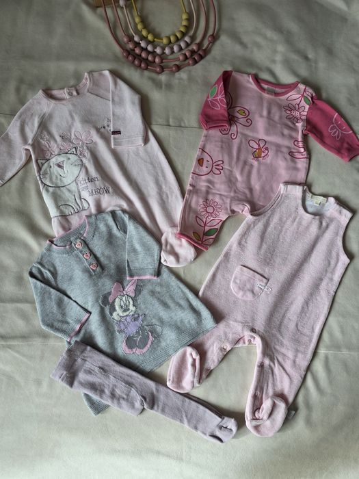 Zestaw pajacyk pajacyk sukienka rajstopy 56 62 jesień zima H&M Motherc