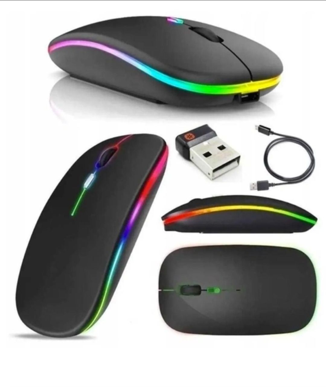 Беспроводная бесшумная аккумуляторная мышка RGB, Bluetooth как Apple