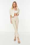 Trendyol 38 M Beżowe Eleganckie Jeansowe X239