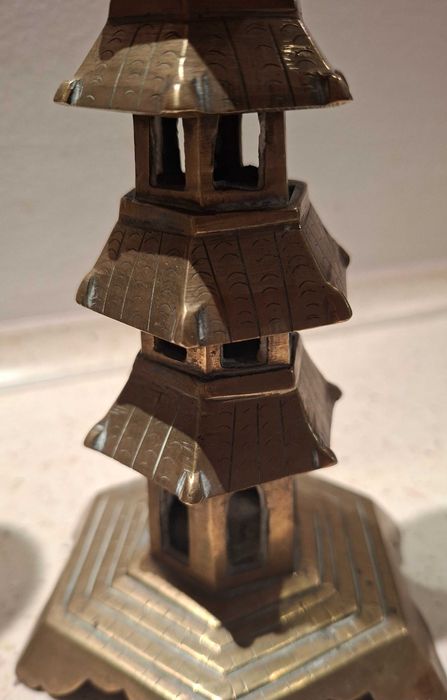 Swieczniki pagoda mosiądz 70s