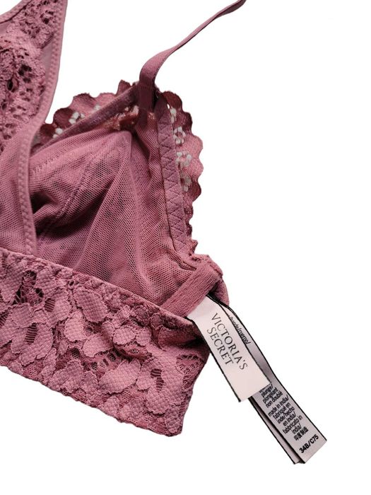 Koronkowy różowy stanik biustonosz Victoria's Secret 75B 34B bielizna