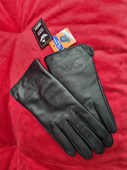 мужские кожаные перчатки Armani чоловічі шкіряні рукавички Armani