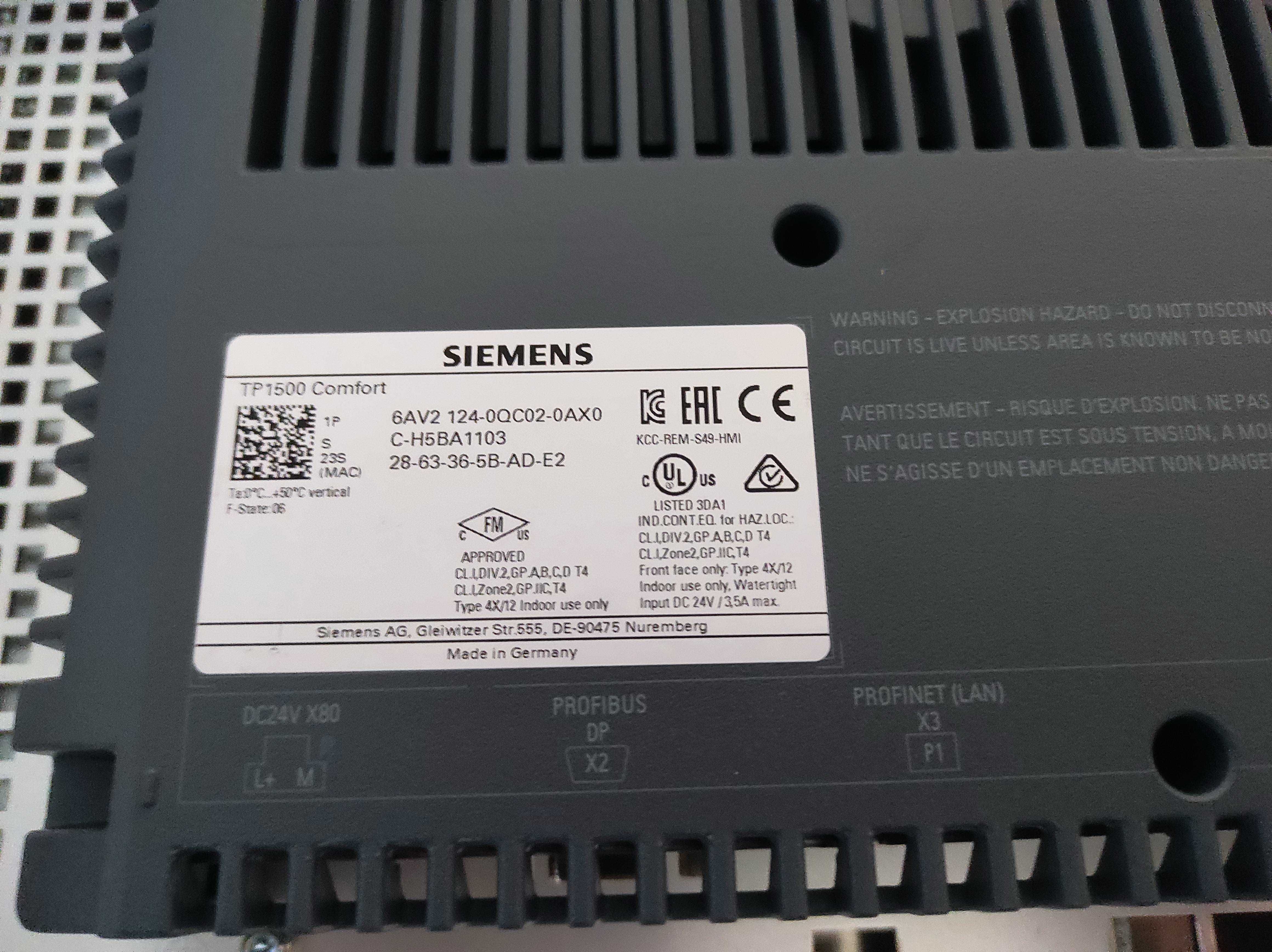 НОВА! Панель Siemens TP1500 Comfort 6AV2 124-0QC02-0AX0