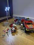 Playmobil straż-wyciagarka z przyczepką, quad straż oraz lampa led