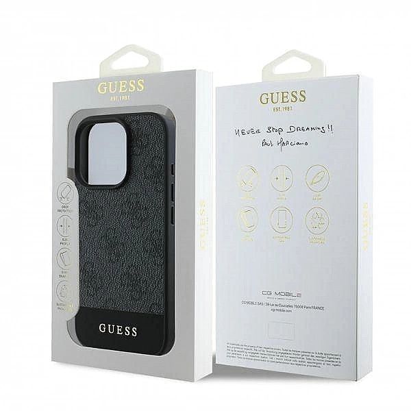 Etui Guess 4G Bottom Stripe na iPhone 16 Pro Max - szare