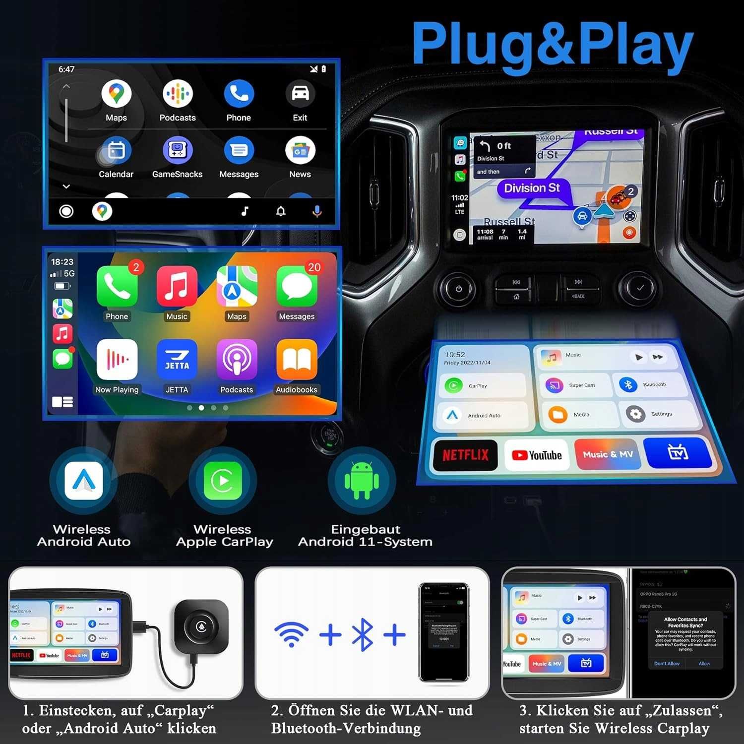 Adapter CarPlay Z3 BOX bezprzewodowy Android Auto