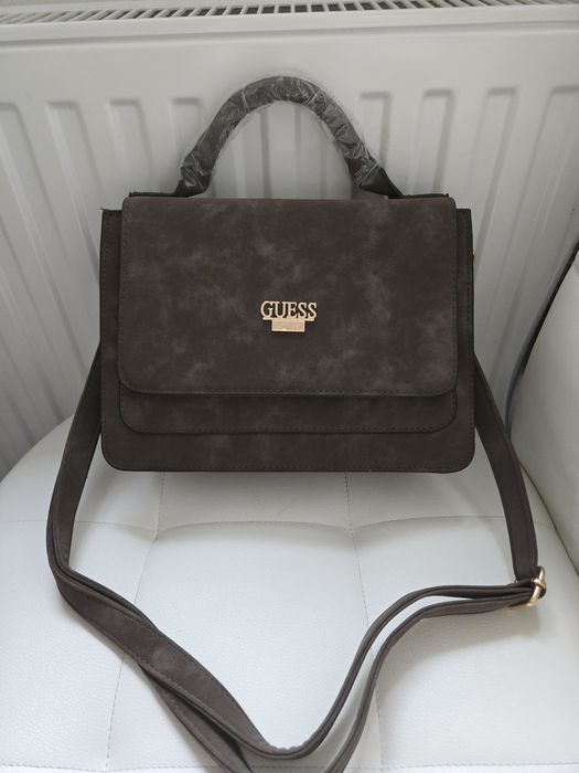 Damska brazowa torebka zamsz